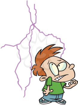 Royalty Free Clipart Image of a Child and Lightning