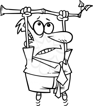 Royalty Free Clipart Image of a
Man Hanging From a Tree Limb