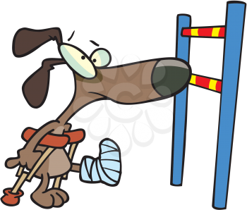 Royalty Free Clipart Image of a Dog on Crutches