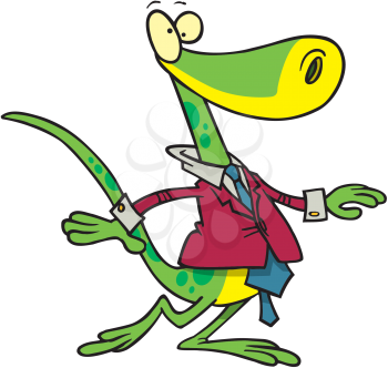 Royalty Free Clipart Image of a Lizard in a Suit