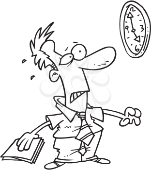 Royalty Free Clipart Image of a Man Looking at the Clock
