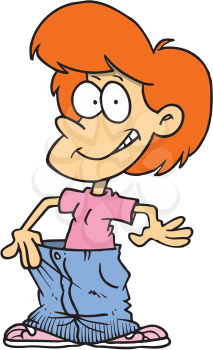 Royalty Free Clipart Image of a Woman With Big Pants
