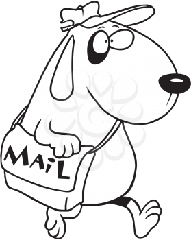 Royalty Free Clipart Image of a Dog With a Mailbag