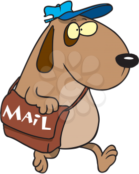 Royalty Free Clipart Image of a Dog With a Mailbag