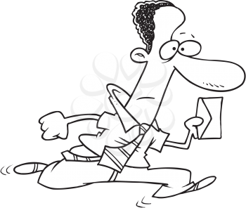 Royalty Free Clipart Image of a Man Running With a Letter