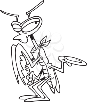 Royalty Free Clipart Image of a Praying Mantis Holding a Plate