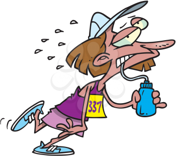 Royalty Free Clipart Image of a Tired Marathon Runner