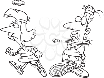 Royalty Free Clipart Image of an Angry Tennis Player With Her Opponent