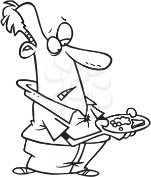 Royalty Free Clipart Image of a Man Holding a Small Plate of Food
