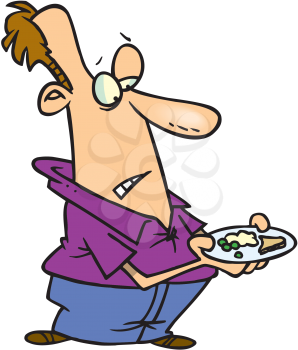 Royalty Free Clipart Image of a Man Holding a Small Plate of Food
