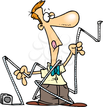 Royalty Free Clipart Image of a Man With a Measuring Tape