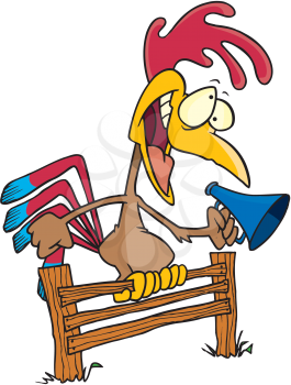 Royalty Free Clipart Image of a Rooster With a Megaphone