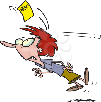 Royalty Free Clipart Image of a Woman Hit by a Memo