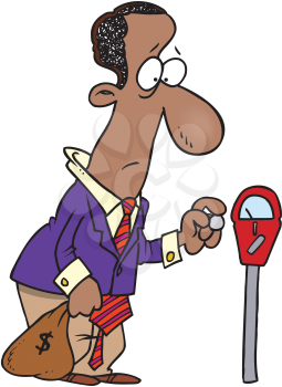 Royalty Free Clipart Image of a Man Putting Money in a Meter