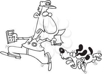 Royalty Free Clipart Image of a Dog Chasing a Meter Man