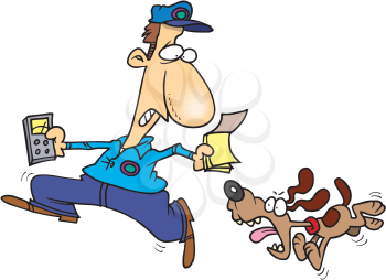Royalty Free Clipart Image of a Dog Chasing a Meterman
