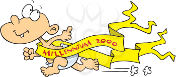 Royalty Free Clipart Image of a New Year Baby for the Millennium