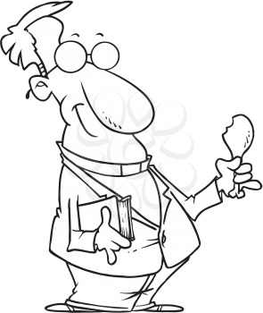 Royalty Free Clipart Image of a Minister Eating a Drumstick