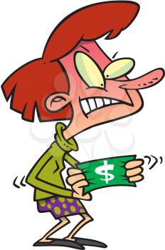 Royalty Free Clipart Image of a Woman Holding Money