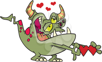 Royalty Free Clipart Image of a Monster in Love