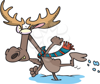 Royalty Free Clipart Image of a Moose on the Run