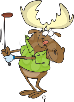 Royalty Free Clipart Image of a Golfing Moose