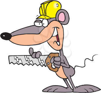 Royalty Free Clipart Image of a Mouse With a Saw