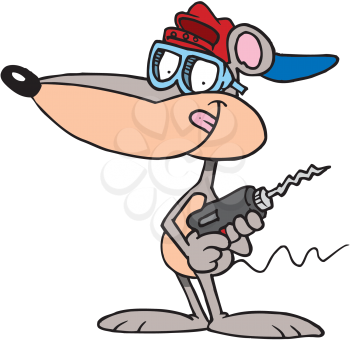 Royalty Free Clipart Image of a Mouse With a Drill
