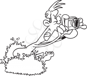 Royalty Free Clipart Image of a Naked Man Taking Pictures
