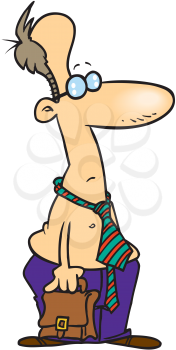 Royalty Free Clipart Image of a Man With a Tie and No Shirt