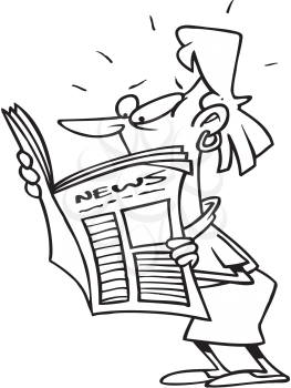 Royalty Free Clipart Image of a Woman Reading a Newspaper