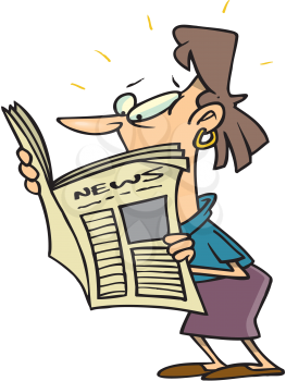 Royalty Free Clipart Image of a Woman Reading the Newspaper