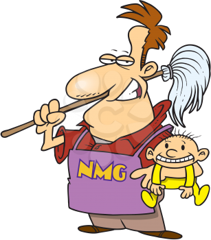 Royalty Free Clipart Image of a Man Holding a Baby