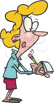 Royalty Free Clipart Image of a Woman Taking Notes