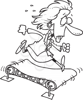 Royalty Free Clipart Image of a Businesswoman on a Treadmill