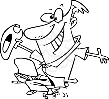 Royalty Free Clipart Image of a
Businessman Riding an Office Chair