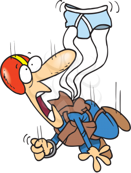 Royalty Free Clipart Image of a Sky Diver With Underwear as a Parachute