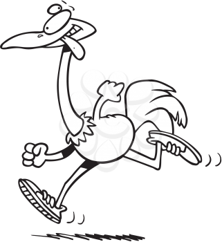 Royalty Free Clipart Image of an Ostrich Wearing Sneakers