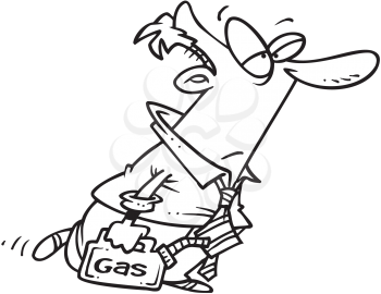 Royalty Free Clipart Image of a Man Carrying a Gas Can