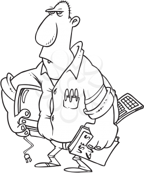Royalty Free Clipart Image of a Man With a Computer