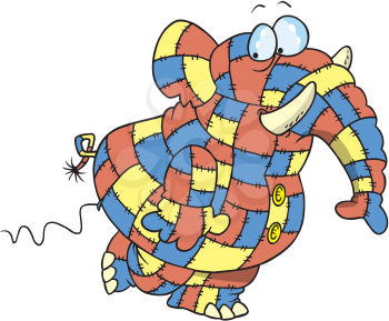Royalty Free Clipart Image of a Patchwork Elephant