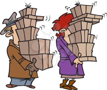 Royalty Free Clipart Image of People With Boxes