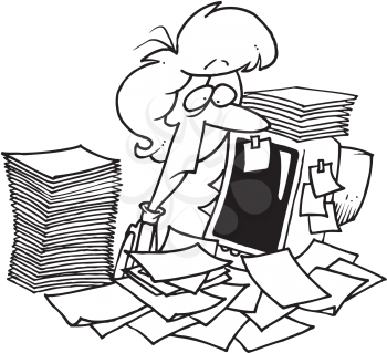 Royalty Free Clipart Image of a Woman and Paperwork