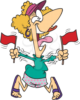 Royalty Free Clipart Image of a Woman With Flags