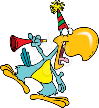 Royalty Free Clipart Image of a Bird at a Party