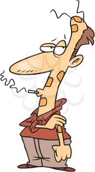 Royalty Free Clipart Image of a Smoker Wearing Nicotine Patches