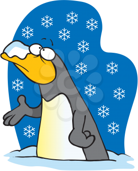 Royalty Free Clipart Image of a Penguin in Snow