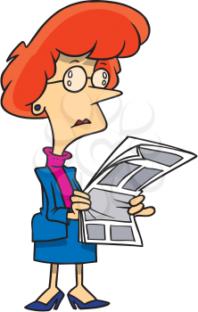 Royalty Free Clipart Image of a Woman Reading the Paper