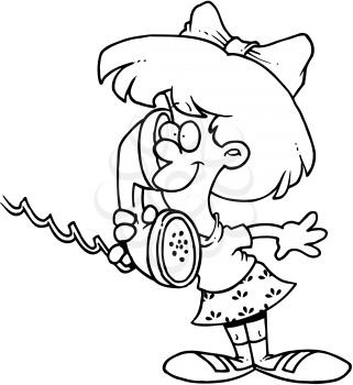 Royalty Free Clipart Image of a Little Girl on the Phone