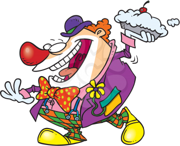 Royalty Free Clipart Image of a Clown Getting Ready to Throw a Pie